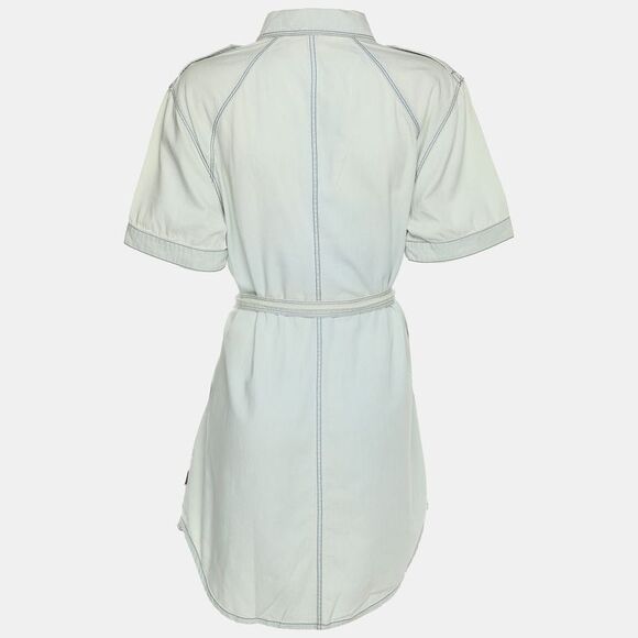 Burberry Brit Washed Blue Cotton Belted Dress L